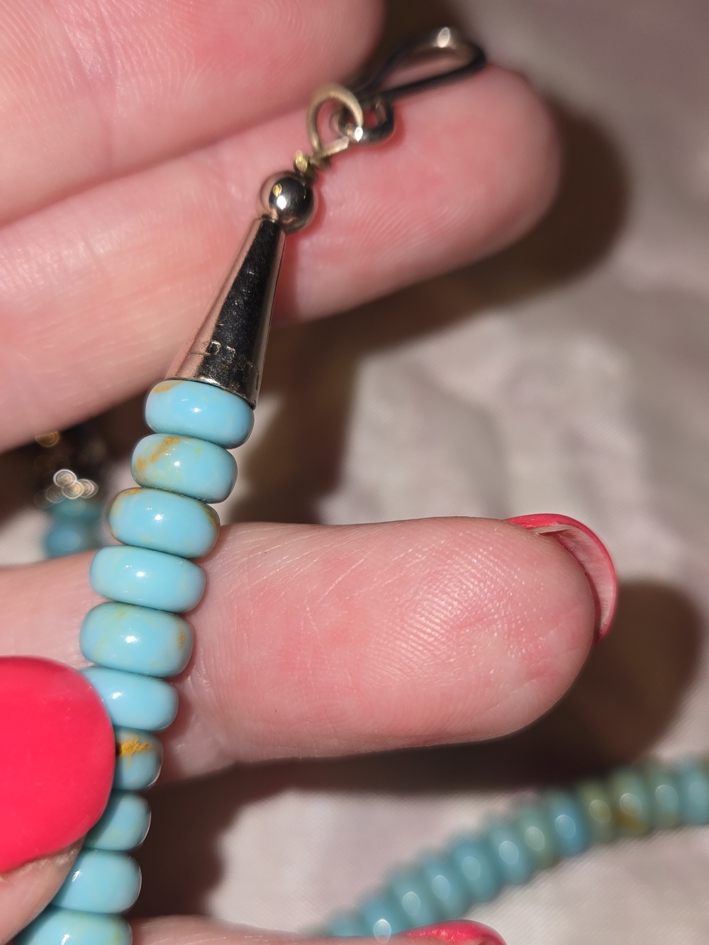 Royston Turquoise and Sterling Beaded Necklace 22 Inch - Picture 3 of 6